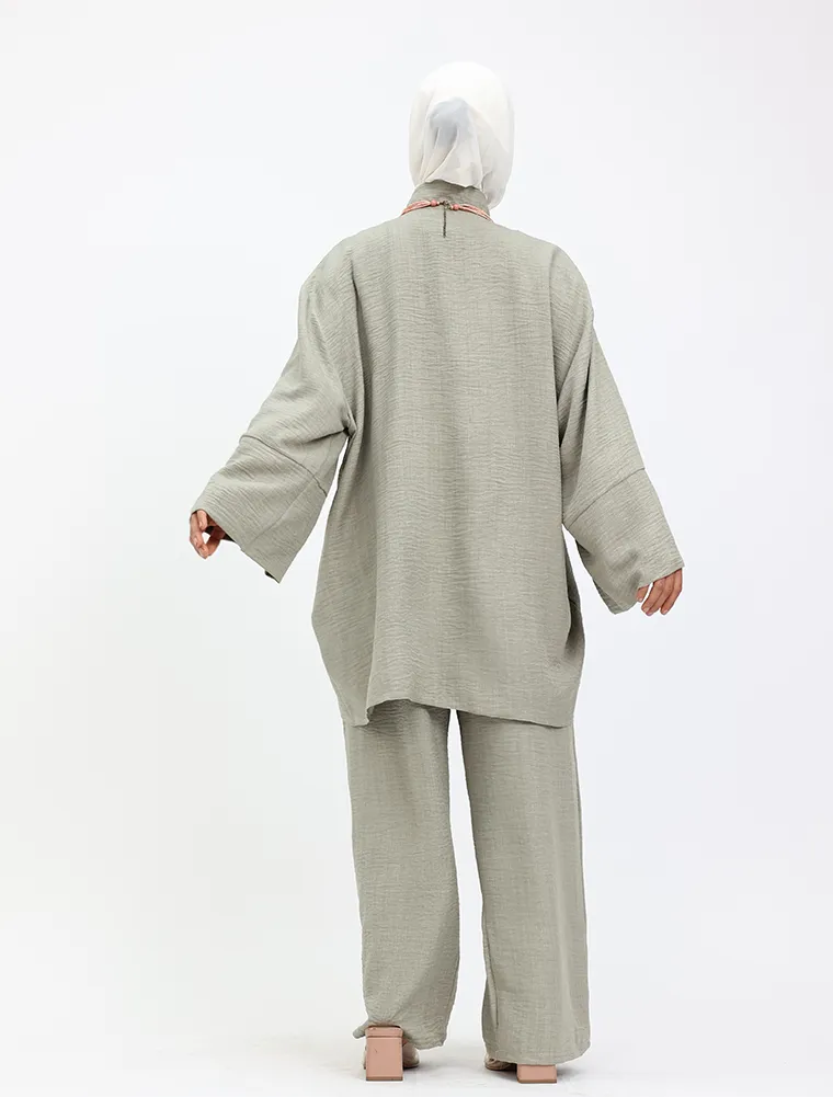Khaki Linen Feel Casual Co Ord